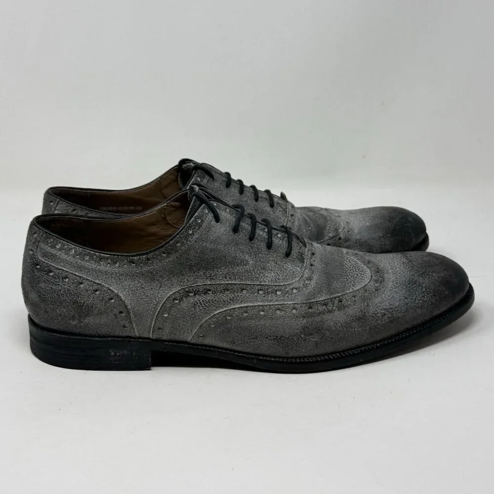John Varvatos Sid Oxford Dress Shoes Mens 12 M Gray Leather Wingtip Brogue